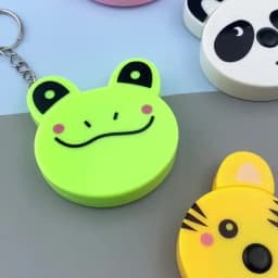 Cartoon Tape Measure 0-150cm 0-60 Inch Mini Portable Cute Animal Shape Key Ring Automatic Tape Measure Panda Frog Piggy Tiger