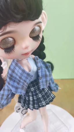 Clothes for Doll Fits Blyth Azone OB22 OB24 Doll Fashion Woolen Jacket Plaid Top Blue, Green, Black, Gray