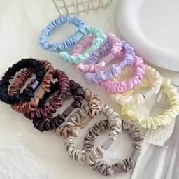 8pcs Elegant and Simple Brown Scrunchie High-Low Ponytail Bun Hair Accessory