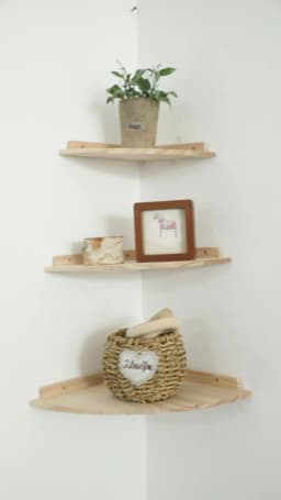 Scalloped Corner Shelves Floating Wall Shelf Storage Rack Wooden Wall Decor Bedroom Living Room Kitchen Home Decorations Ledge