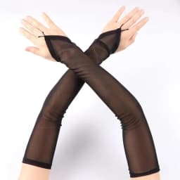 Elastic Thin Mesh Transparent Long Sexy Lace Gloves Summer Hook Finger Sunscreen Arm Sleeve Women Outdoor Driving Mittens