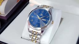 OLEVS 9970 Men Watch Original Brand Waterproof Luminous Quartz Watch Rhombus Mirror Stainless Steel Date-Day-Date Watch With Box
