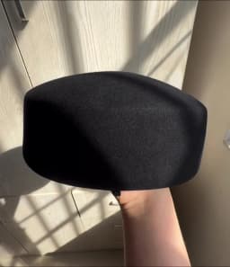 Retro Flight Attendant Ball Hat Women's 100% Wool Felt Beret Party Charming Hat Wedding Cocktail Party Medicine Box Hat