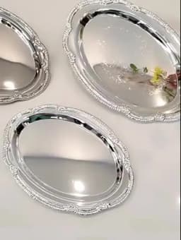 Vintage Embossed Silver Tray Serving Platter For Desserts Jewelry Storage Organizer Snack Plate Dining Table Decoration