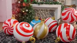 1 Pc 40cm PVC Inflatable Christmas Decoration Ball Ornament. Christmas Outdoor Holiday Yard Lawn Porch Decoration