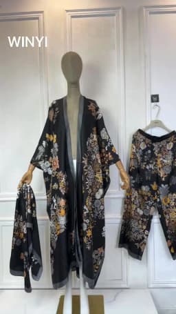 WINYI Middle East print kimonos 2 piece sets women outfit Long Cardigan And Wide Leg Pant Sets Pants Suits holiday beach cover u