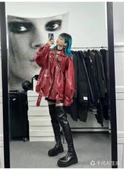 Lautaro Spring Autumn Oversized Red Shiny Crocodile Pattern Leather Biker Jacket Women Long Sleeve Zipper Belt Cool Fashion 2022
