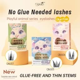 Yelix Glue Free Lashes Soft Natural Eyelashes Thick False Eyelashes DIY Individual Lash Clusters Daily Dating Makeup Lashes