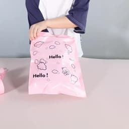 50Pcs Purple Color Plastic Logistics Mailing Bag HELLO Bear Printing Courier Mail Bag Self Seal Express Party Gifts Storage Bags