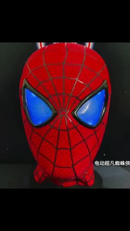 Spider-Man Auto-Touch Light Up Mask with Motorized Eyes & Ring Control 1:1 Scale Wearable Collectible for Cosplay