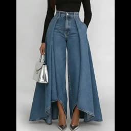 Casual Fashion Trousers Spring Summer Solid Color Simple Elegant Loose High Waist Wrinkled Imitation Denim Wide Leg Trousers