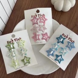 6Pcs Colorful Fine Glitter Sequins Dipped Oil Star Hair Clips for Girls Women Tiny Sparkly Snap Clips for Bangs Flyaway Headwear