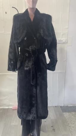 Nerazzurri Winter Long Black Thick Warm Fluffy Faux Fur Coat Women with Detachable Fake Fur Vest Double Breasted Overcoat 2024