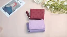 Women's Wallet Tri Fold Card Bag PU Multi Objects Pocket Short Fashion Embroidered Love Pattern Korean Minimalist New 2024