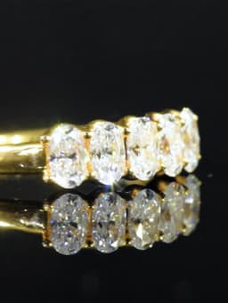Oval 14K Yellow Gold Engagement Ring GRA Certified Moissanite Row Band 5 Stone 1.5ctw 100% Authentic for Women Wedding Jewelry