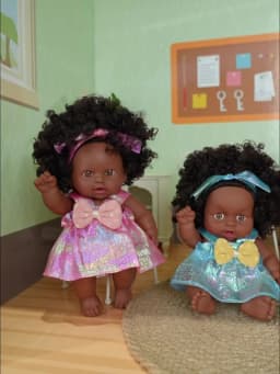8inch 20cm American African Black Doll with Clothes Full Vinyl Body Curly Hair Doll Realistic Black Baby Doll Girl Birthday Gift