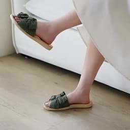 Mntrerm Large Bow Home Slippers Indoor Non-Slip Home Slippers Soft Bottom Viscose Linen Sandals And Slippers
