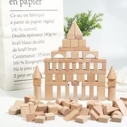100 Pcs Beech Wooden Building Blocks Kids Formaldehyde-Free Large Size Anti-Swallowing Imagination Creative Construction Play