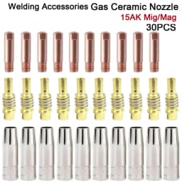15pcs/30pcs 15AK Torch Welding Consumables 180A MIG Torch Gas Nozzle Tips Holder Gun Neck Wrench for MIG Welding Machine