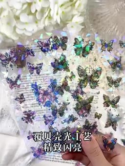 10 Sheets/pack Sparkling Butterflies Transparent PET Die-cut Sitcker Sheet Variety Scrapbooking Journaling Collages