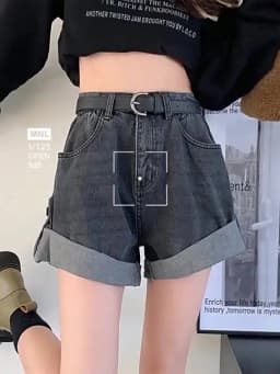 Casual Edge Curl Women's Denim Shorts A-line High Waist Loose Wide Leg A-line Shorts Pants Vintage Female Jean Shorts Summer
