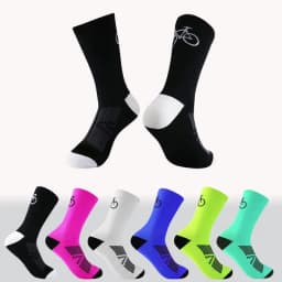 3 Pairs Cycling Socks Men Breathable Mesh Road MTB Bike Socks Bicycle Pattern Mid Tube Outdoor Sport Racing Socks Running Stripe