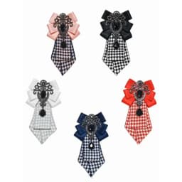 A handcrafted women's tie with contrasting color plaid and diamond accents, exquisite, finely crafted, a must-have for parties, suitable for gifting, and exudes a sense of luxury