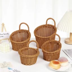 Wall-mounted Vegetable Basket Fruit and Sundry Basket Natural Wicker Weave Storage Basket Kitchen Storage Home Decoration