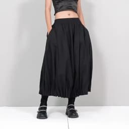 [EAM] High Elastic Waist Black Pleated Split Wide Leg Trousers New Loose Fit Pants Women Fashion Tide Spring Autumn 2026 1DA618