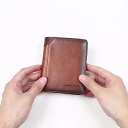 GERUOLA Slim RFID Shielded Genuine Leather Wallet for Men-Multifunctional ID & Credit Card Holder Dark Brown with Embellishments