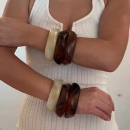 Ingemark Boho Brown Irregular Acrylic Resin Chunky Bangles for Women on Hand Goth Geometric Charm Bracelets Couple Jewelry Gift