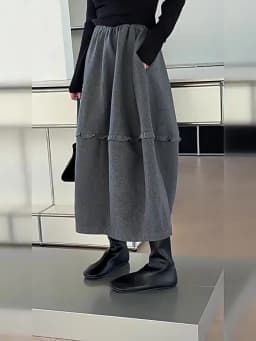 BGTEEVER Chic Stylish Warm Loose A-line Skirts for Women Autumn Winter Elegant High Waist Pockets Ladies Mid-Length Skirts