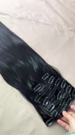 Raw Virgin Clip In Hair Extension 100% Human Hair Natural Black 100 Grams 7 Pieces Clip-On Hair Piece Full Head 16-30 Inch