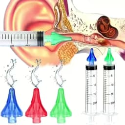 Ear Wax Removal Rinse Syringe Tool Kit with Ear Syringe Replacement Tip Nozzle, Ear Wax Remover Ear Cleaning Kit, Ear Cleaner Wa