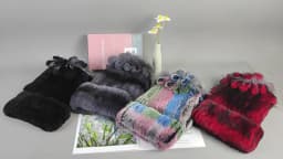 Real Rex Rabbit Fur Hat And Scarf Set Women Winter Knitted Beanie Hat Natural Fur Skullies Beanies Woman Hat Female Cap Elastic