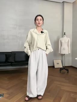 21 Count Ramie Elastic Waist Plus Size Casual Pants Loose Linen Women's Trousers 2026 Spring/Summer Women's Fashion
