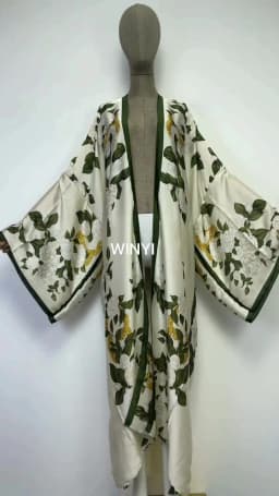WINYI Bohemian Printed Bikini Cover-ups Elegant Kimono Blog Holiday Party Dress Women Free Size Beach Wear Swim Suit Cover Up