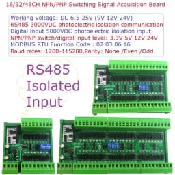 16/32/48CH NPN/PNP Optically Isolated Input Switching Digital Collector Board RS485 Modbus 24DIA16_24DIB32_24DIC48