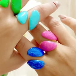 Chunky Open Twist Stackable Rings for Women, Blue Geometric Bold Enamel Crossover Statement Ring Band Waterproof