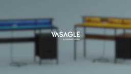VASAGLE Gaming Desk with LED Lights and Built-In Power Outlets, Computer Desk with Monitor Shelf, Corner Desk, 135x55x89cm