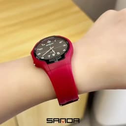 SANDA 6320 Dual Screen Electronic Alarm Clock Watch Fashion Waterproof Men's and Women's Watch Night Light Student Sports Watch