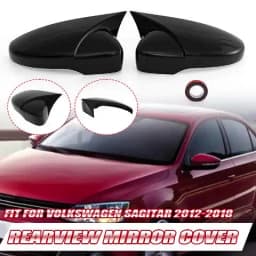 1Pair Rearview Mirror Cover For VW Jetta MK6 Passat B7 Scirocco Beetle CC Eos Black/Carbon Pattern Self-adhesive Side Mirror Cap