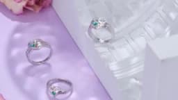 Personalized 1-8 Birthstone Rings Custom Engraved Name Ring Customized Promise Heart Birthstone Ring Gifts for Family Women