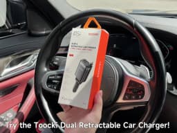 Toocki Digital Display Car Charger 105W 4 In1 Fast Charge Dual Type-C Cable With Retractable Cable For iPhone 16 15 14  Samsung