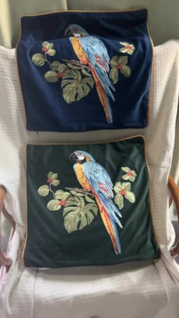 American Decorative Pillowcase Animal Parrot Leopard Embroidered Pillow Case Ornamental Pillows Blue Green Velvet Pillow Cover