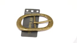 STURDY ANTIQUE BRASS PLATED Flower Pattern METAL OVAL RODEO COWBOY WESTERN LEATHER BELT BUCKLE REPLACEMENT FIT 1 1/2"