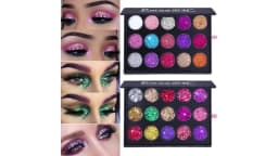 CmaaDu 15 Colors Gold Scallion Powder Diamond Glitter Eyeshadow Tray Shimmering Dazzling Universal Waterproof Easy to Color