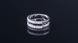 OXTAO Double Row Half-eternity Rings Couple Anniversary Gifts Certified 2mm D Moissanite Wedding Ring Jewelry 14K Gold Filled
