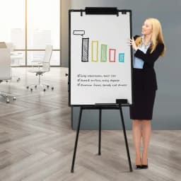 Whiteboard Stand Flip Chart Tripod Whiteboard 91 x 61 cm Height Adjustable Tripod Magnetic Whiteboard Dry Wipe