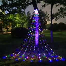 9x3.5M Christmas Decorations Star String Lights 350 LED Waterfall Tree Lights with Topper Star for Holiday Wedding Outdoor Decor